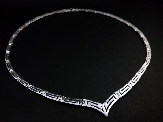Greek Silver V Necklace