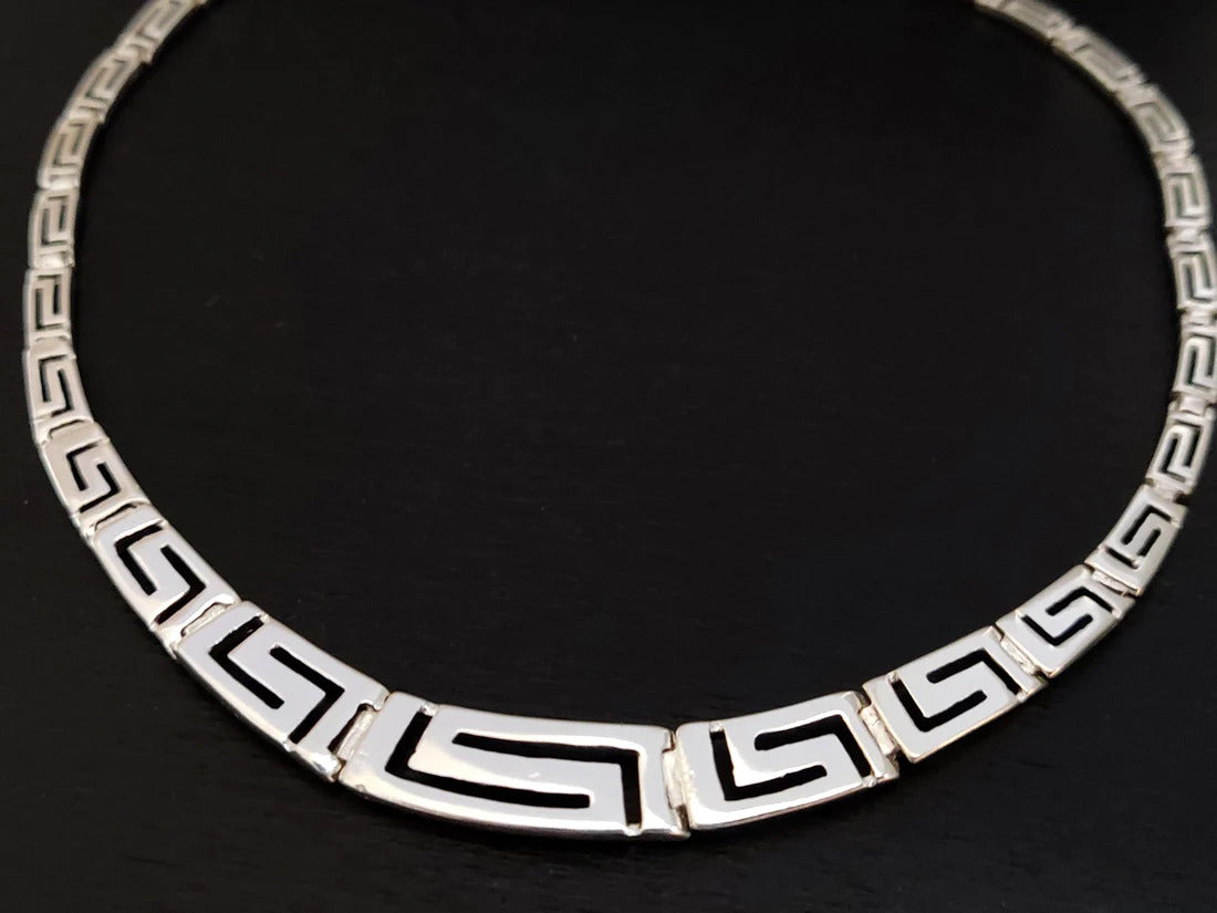 Gradual Greek silver necklace made of sterling silver 925 .