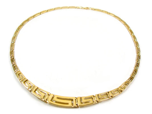 Sterling Silver 925 Ancient Greek Eternity Key Meander Pattern Gradual Gold Plated Necklace