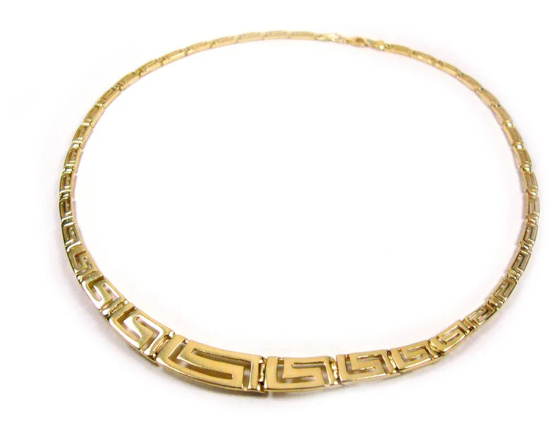 Sterling Silber 925 altgriechische Ewigkeit Schlüssel Mäander Muster schrittweise vergoldete Halskette
