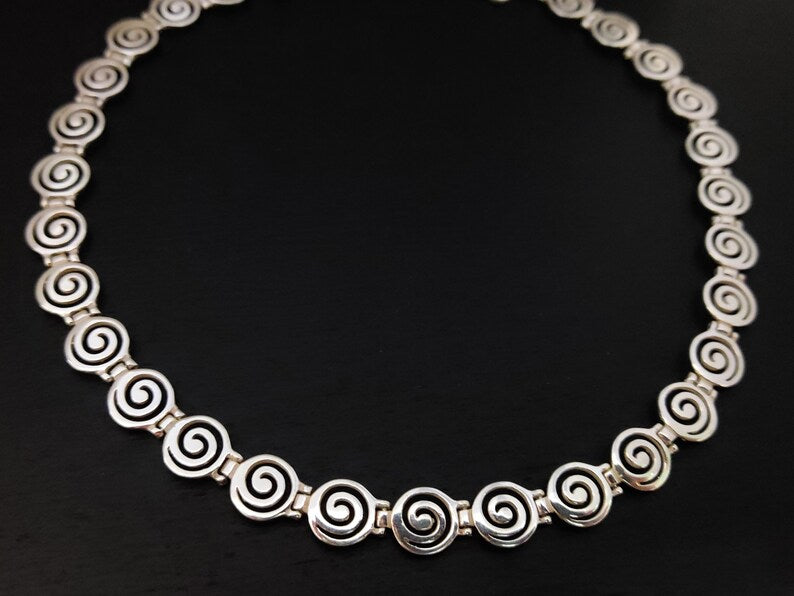 Greek silver spiral necklace from Greece.