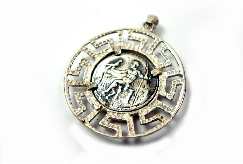 Alexander The Great Silver Pendant 33mm