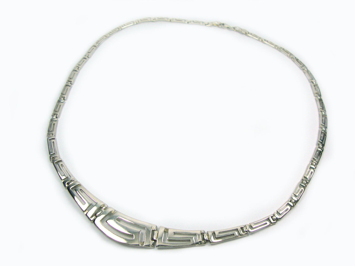 Greek Key Meander Silver Necklace