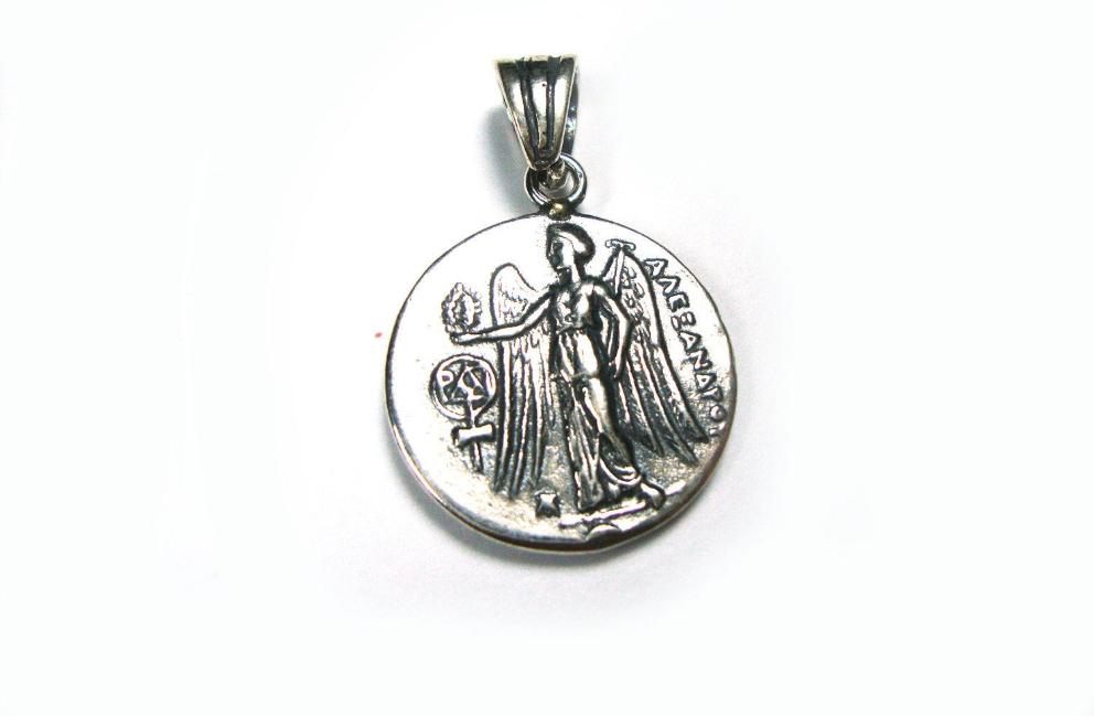 Goddess Athena Silver Pendant 19mm