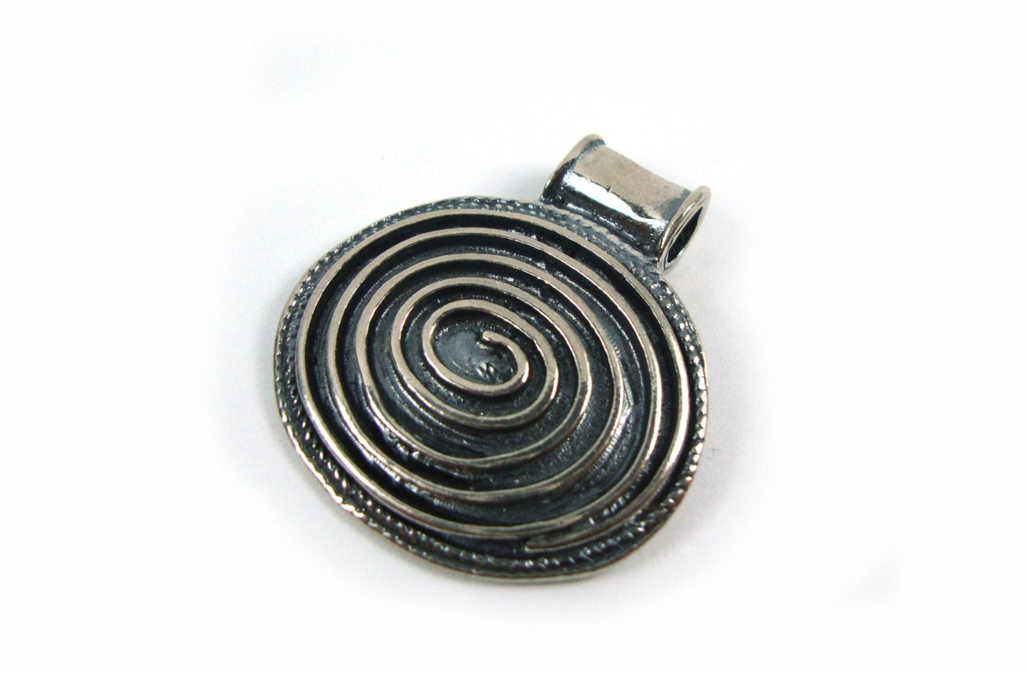 Oval Spiral Oxidized Silver Pendant 21x30mm | -50% OFF