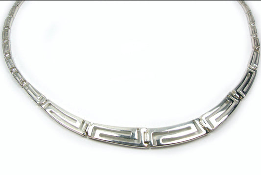 Sterling Silver 925 Ancient Greek Eternity Key Meander Design Gradual Greek Necklace 40-45-50-55-60-65 cm, 16-18-20-22-24-26 inches, Jewelry
