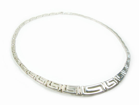 Sterling Silver 925 Ancient Greek Eternity Key Meander Pattern Gradual Greek Necklace 45 cm 17.55 inches
