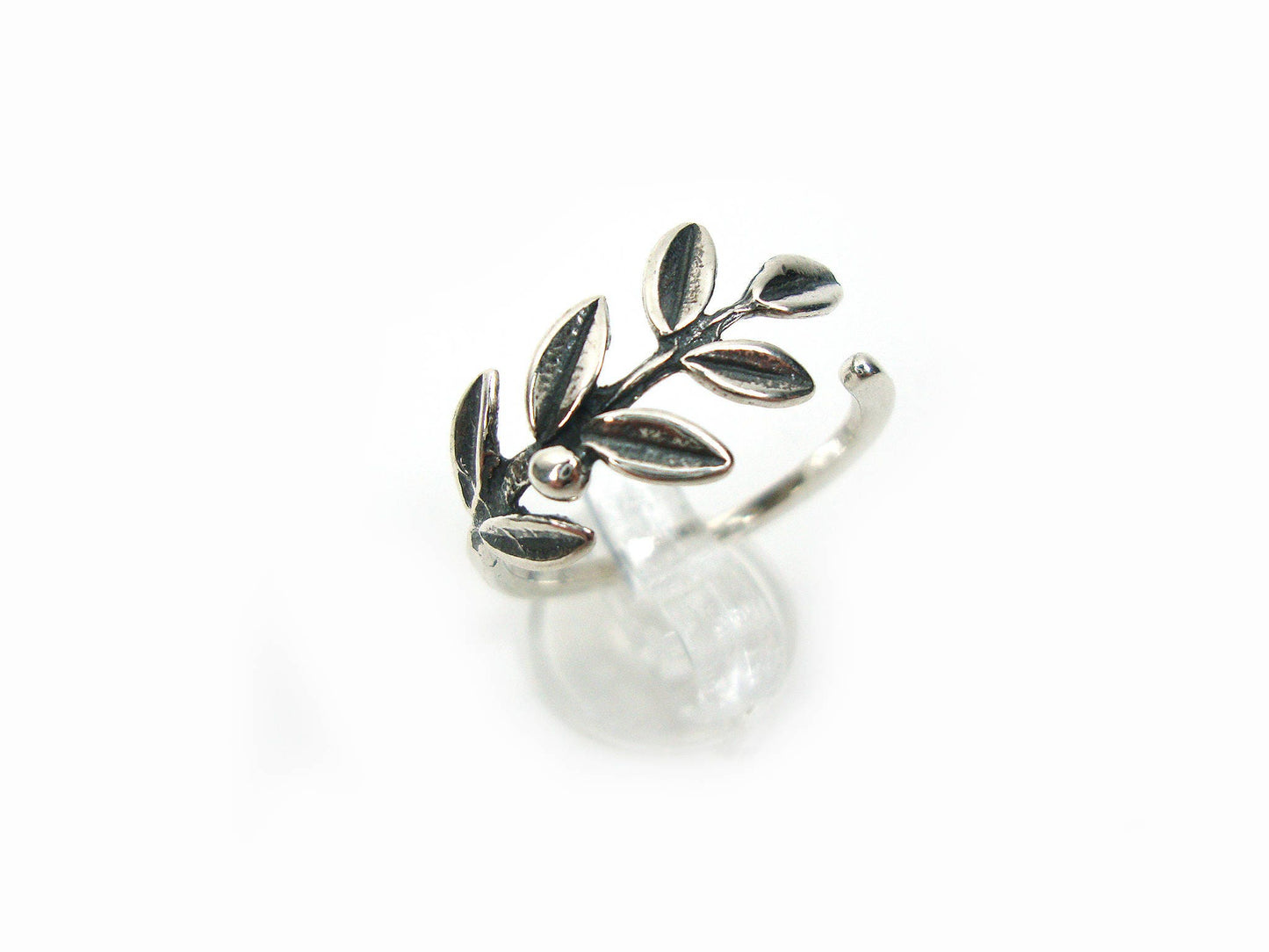 Sterling Silver 925 Ancient Greek Goddess Athena Olive Leaf Handmade Adjustable Ring, Griechische Silber Olivenblatt Ring, Bague Grecque