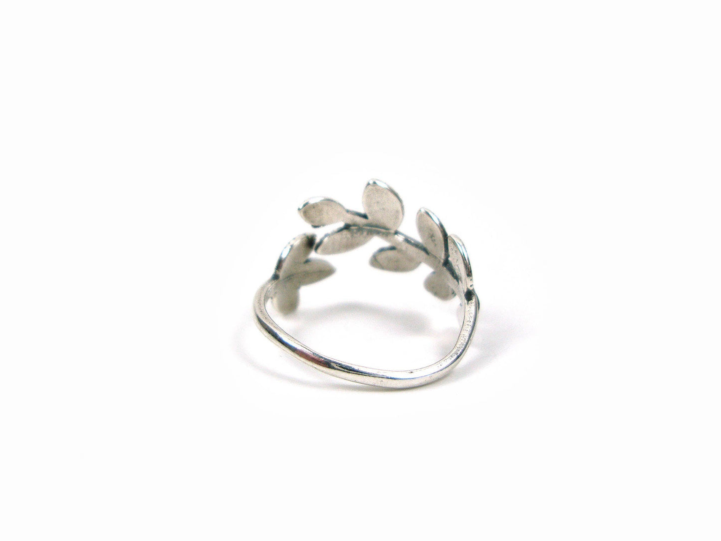 Griechischer Olivenblattzweig Silber Athena Verstellbarer Ring