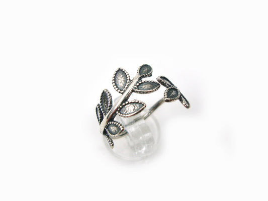 Adjustable Sterling Silver ring with Goddess Athena's Olive Leaf motif, hallmarked 925, made in Greece. Width: 9mm. Brand new