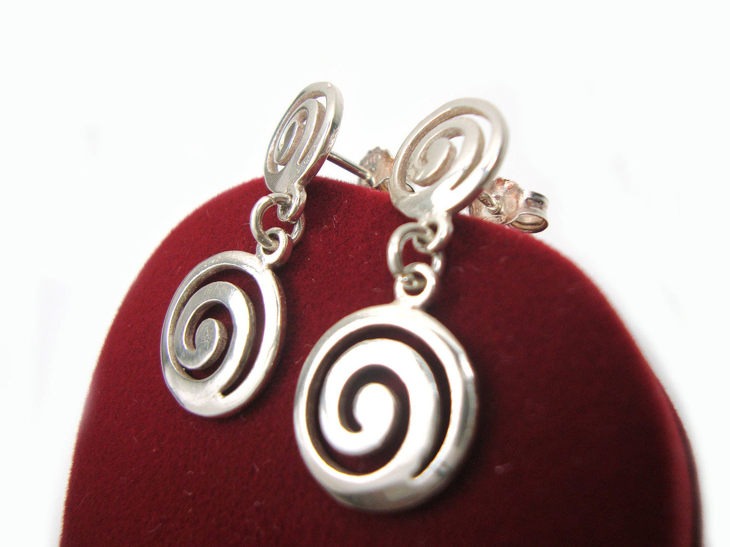 Sterling Silver 925 Ancient Greek Eternity Double Spiral Key Dangle Earrings ,Griechische Silber Ohrringe, Boucle Argent Grecque