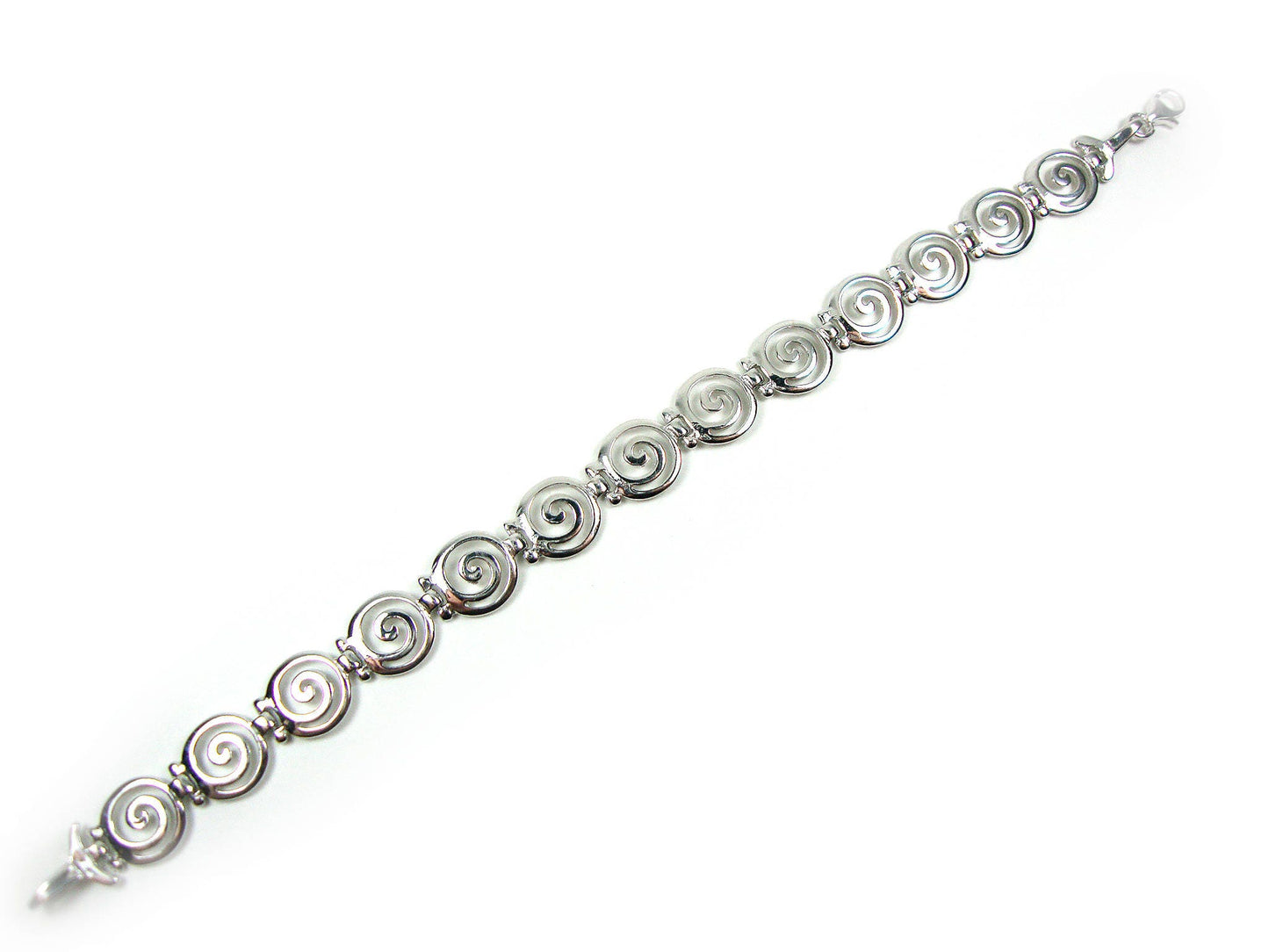 Sterling Silber 925 Altgriechisches Armband Unendlichkeitsspirale Wirbel Vortex Schlüssel 10 mm Muster Armband Größen 16-22 cm, 6,24"-8,58", griechischer Schmuck