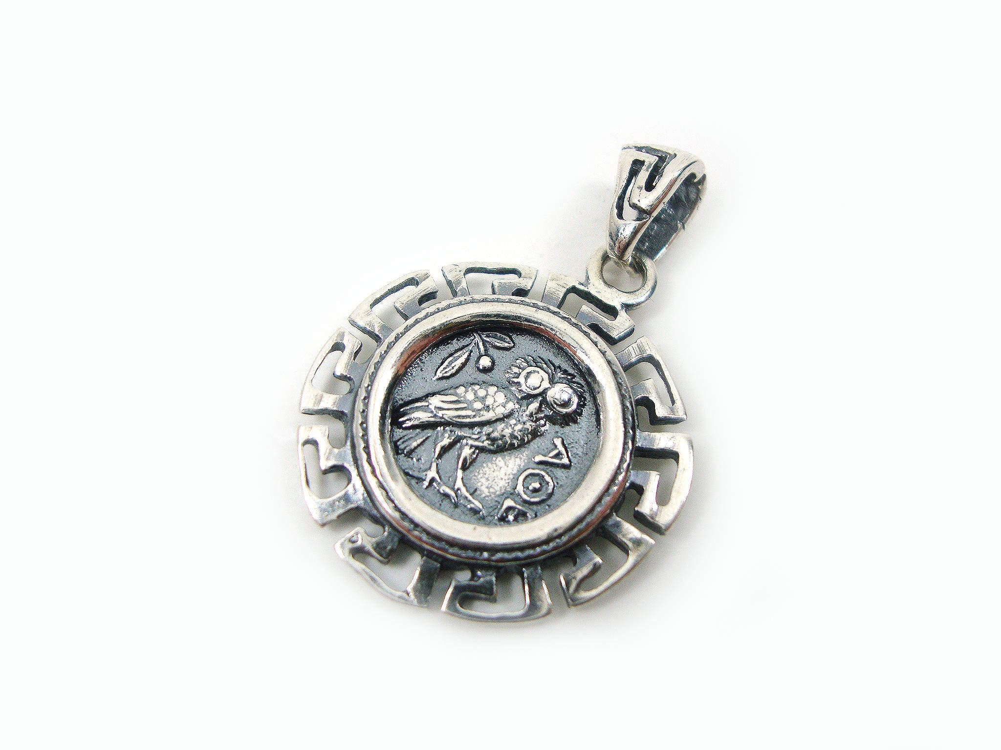 Athena owl coin on sale pendant