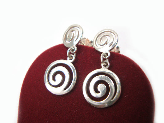 Sterling Silber 925 Antike griechische Ewigkeit Doppelspirale Schlüssel Ohrringe,Griechische Silber Ohrringe, Boucle Argent Grecque