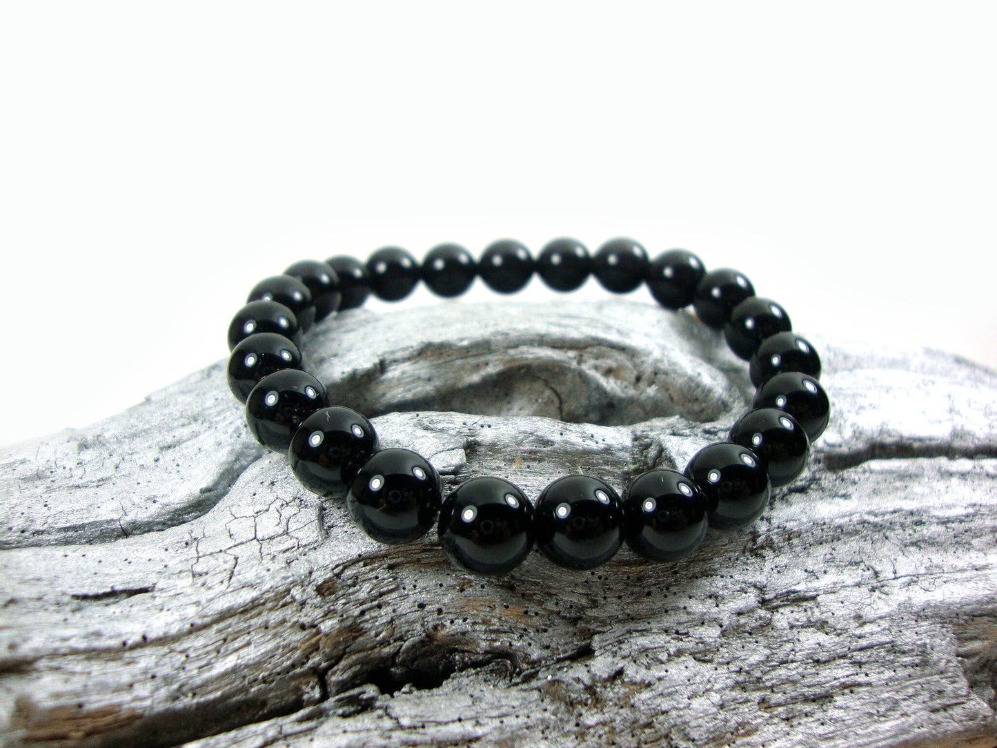 Onyx 8mm Armband, Unisex Armband, Männer &amp; Frauen Stein Armband, Onyx Natursteine ​​Armband, lässiges Armband, Armband mit schwarzen Steinen