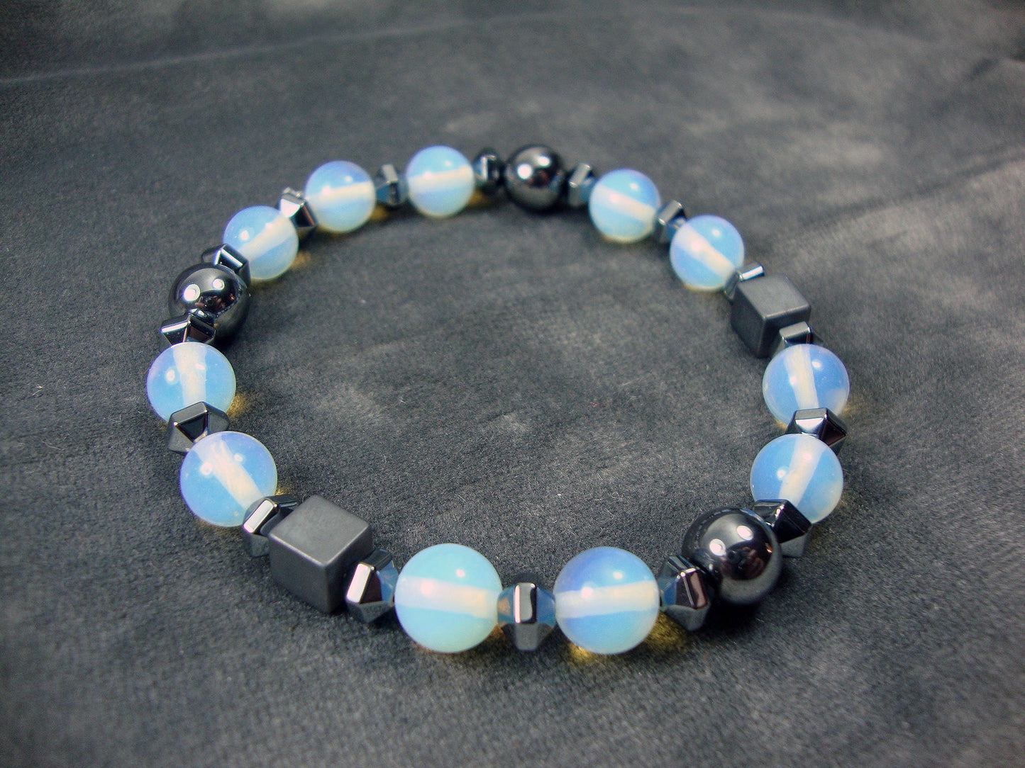 Moonstone 8mm -  Hematite 8mm - Unique Design Handmade Greek Men Women Unisex Bracelet