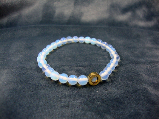 Moonstone 6mm -  Gold Color Hematite - Unique Design Handmade Greek Men Women Unisex Fine Bracelet