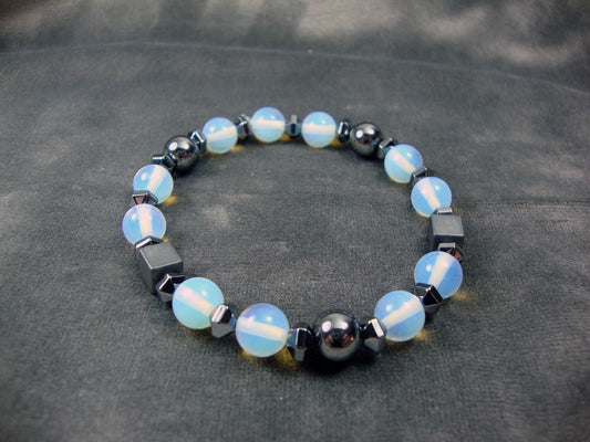 Moonstone 8mm -  Hematite 8mm - Unique Design Handmade Greek Men Women Unisex Bracelet