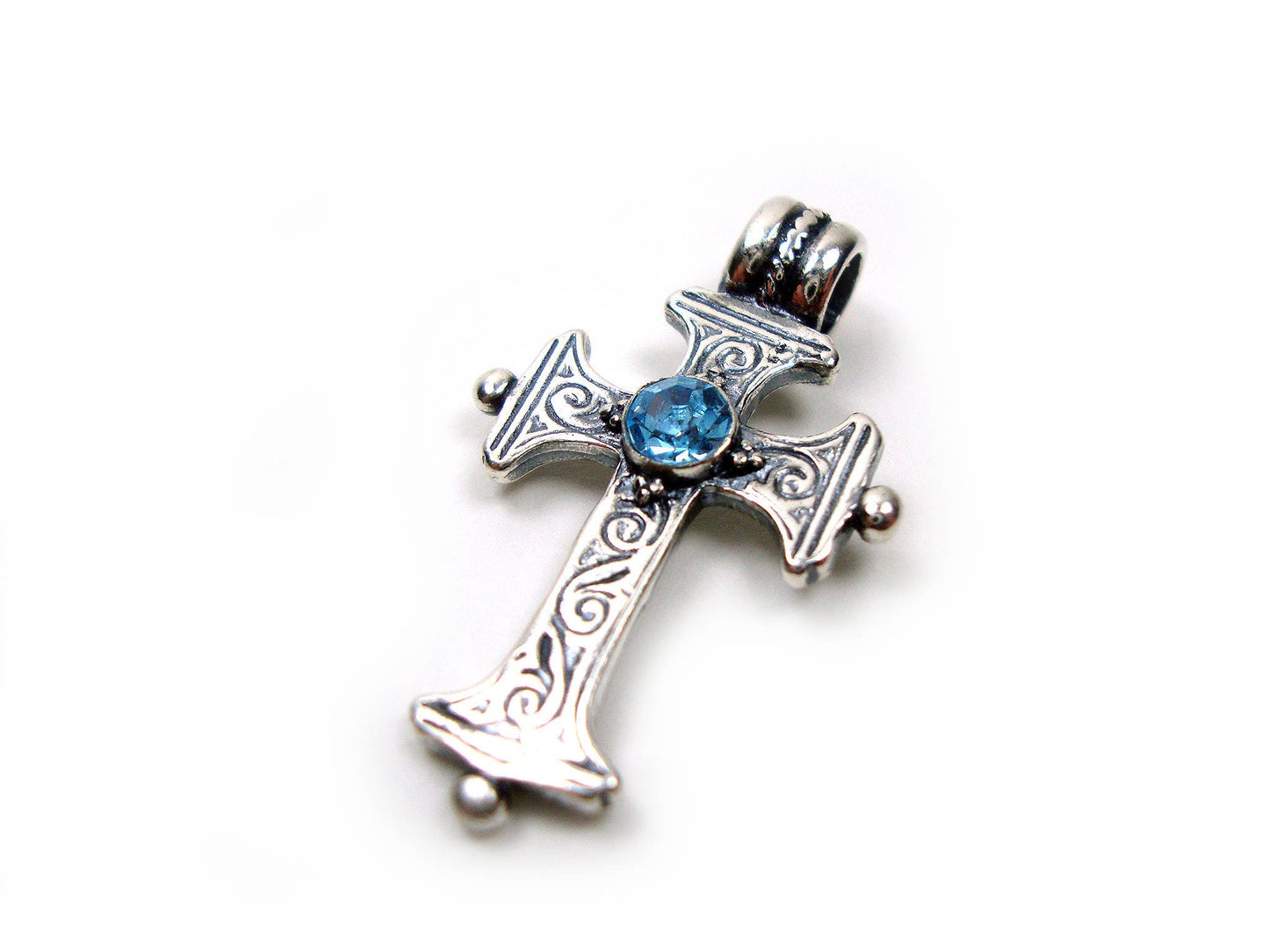 Sterling Silver 925 Greek Byzantine Cross Blue Stone, Byzantine Cross, Byzantine Jewelry, Silver Greek Cross Griechische Kreuz