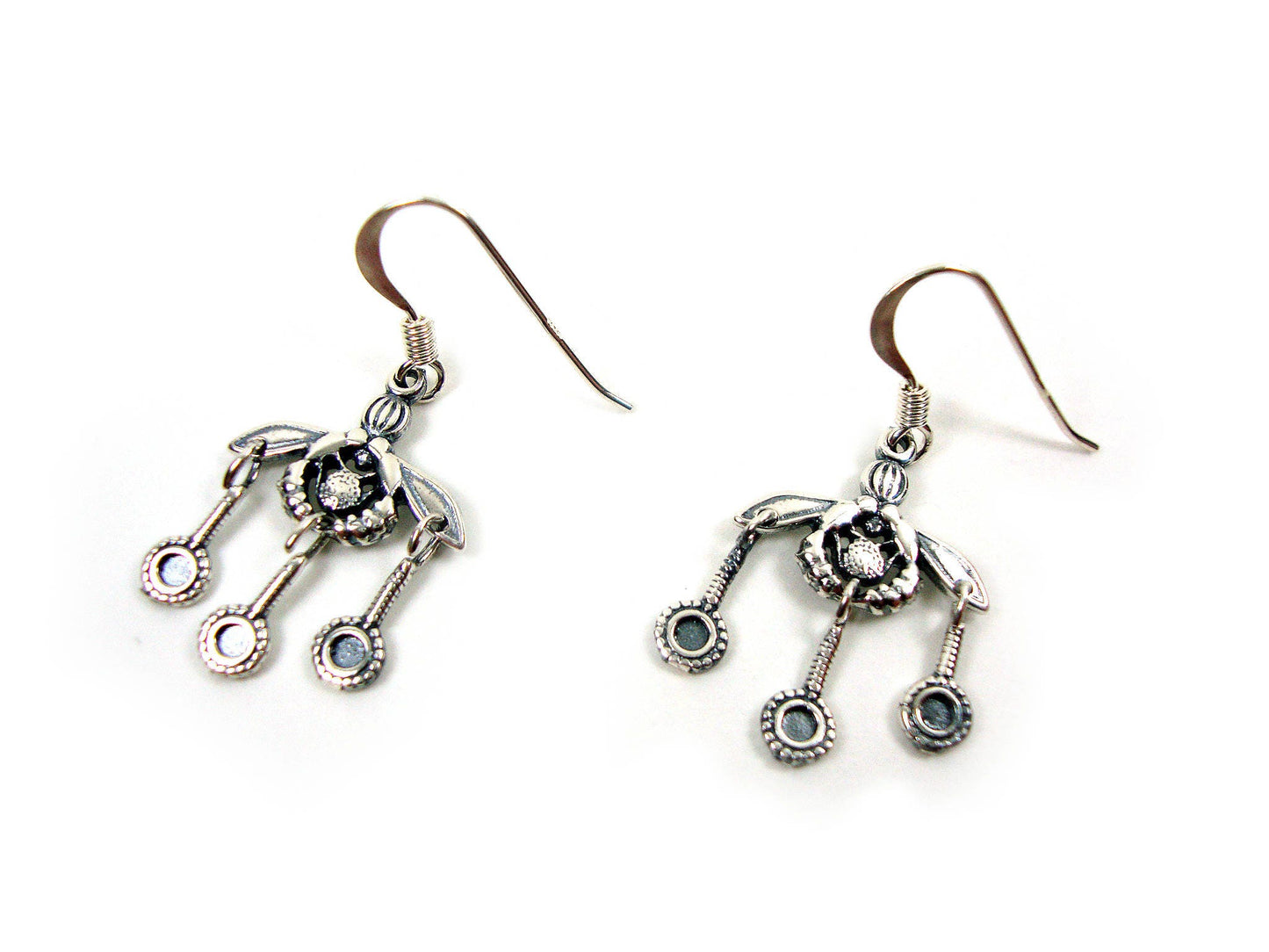 Sterling Silver 925 Ancient Greek Malia Bees Boucles d'oreilles 15mm, Boucles d'oreilles minoennes, Boucles d'oreilles en argent grec, Griechische Silber Ohrringe Schmuck Bees