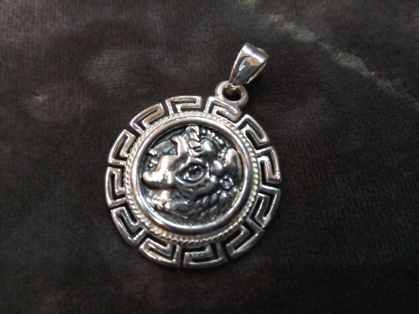 Alexandre le Grand, pendentif grec 25mm, pendentif grec, bijoux clé grecque, clé d'éternité grecque antique, argent sterling 925, pendentif Grèce