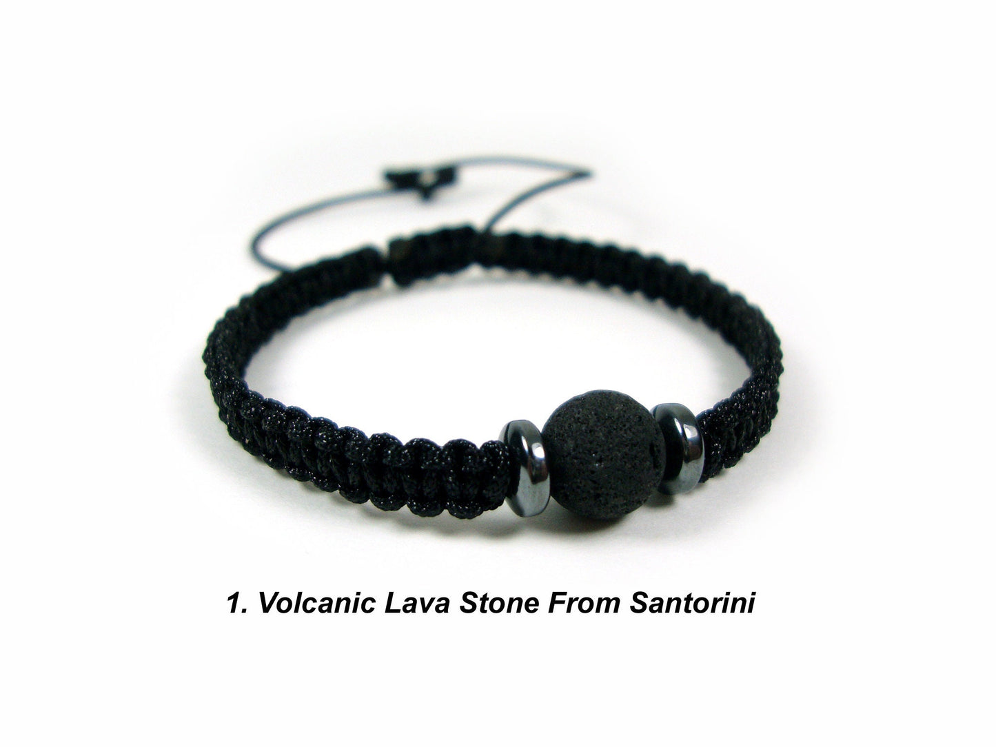 Bracelets en macramé réglables faits à la main grecs avec des pierres naturelles, brassard Griechisches Natur Stein, bracelets en pierre naturelle, bracelet de lave