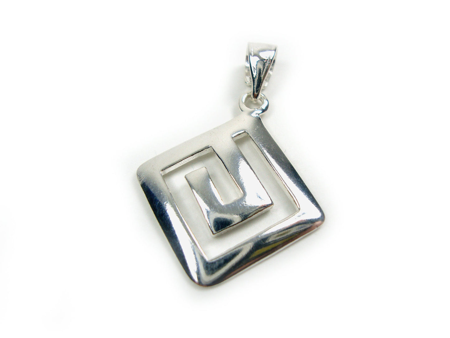 Sterling Silver 925 Greek Pendant , Square Greek Eternity Key 18x18 mm , Greek Jewelry , Griechischer Anhänger Schmuck