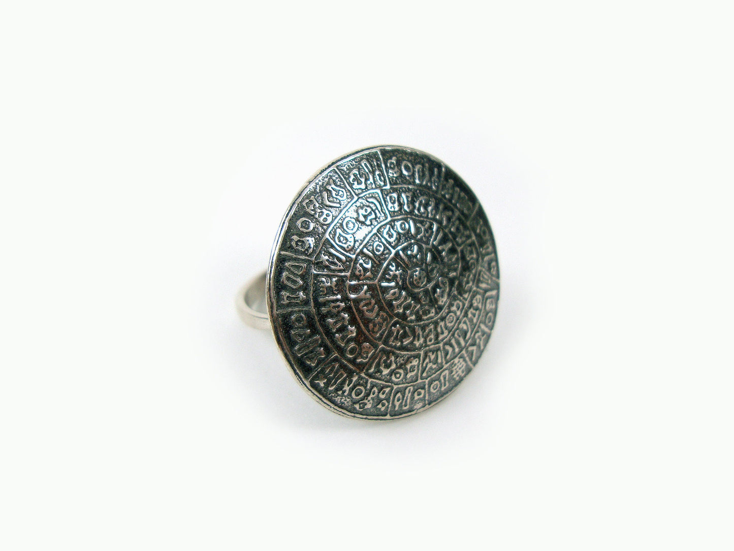 Phaistos Disc Silver Ring 27mm -50% OFF