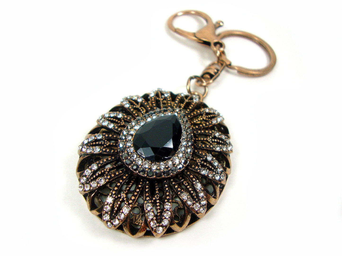 Modern Greek Antique Crystal Stones Oval Keyring , Ethnic Vintage Antique Keyring, Turkish Vintage Traditional Jewelry, Vintage Art