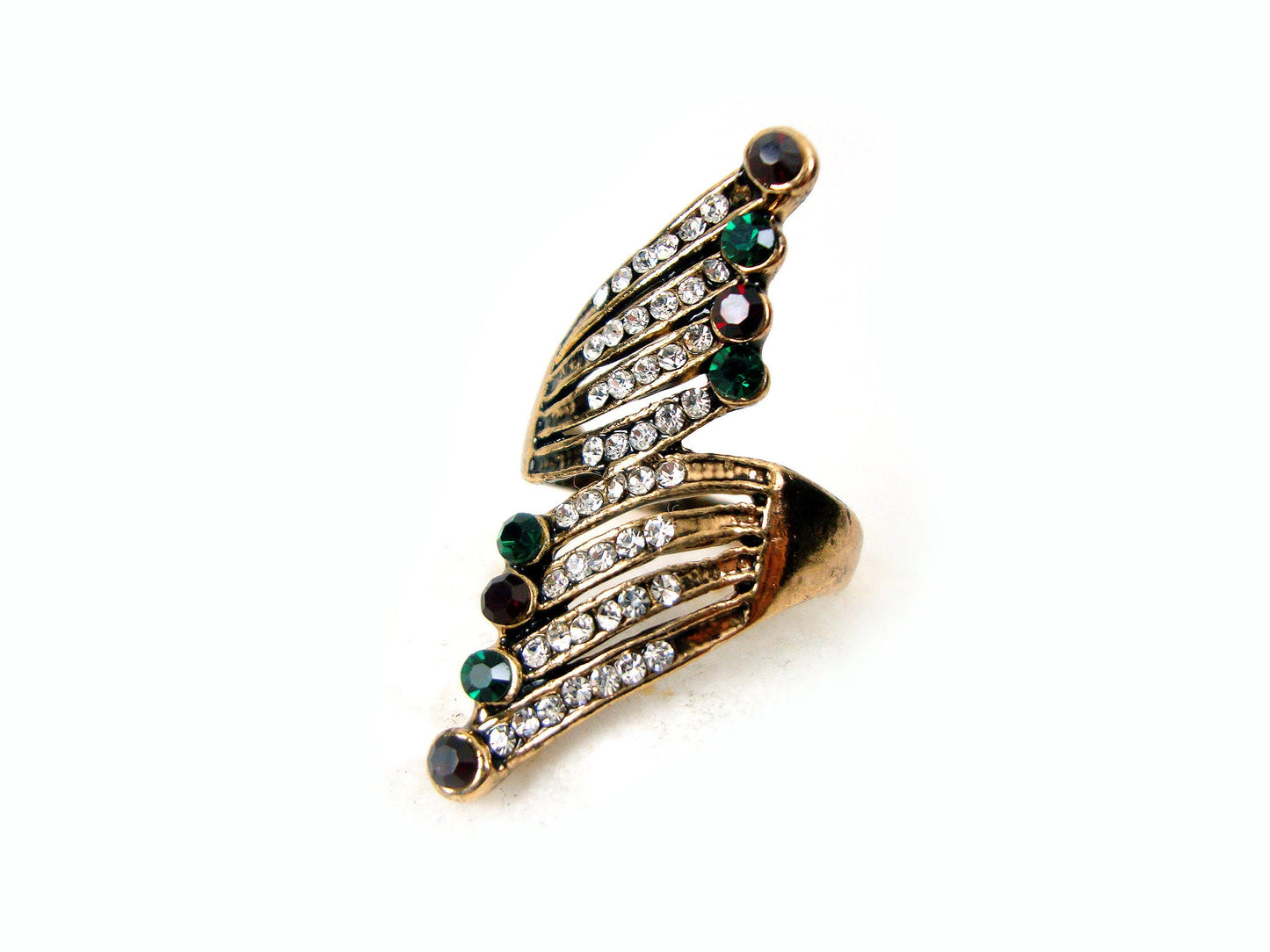 Byzantinische mehrfarbige Kristallsteine ​​​​moderne Flügelform türkischer Ring, ethnischer Ring, türkischer Vintage-Ring traditioneller Schmuck