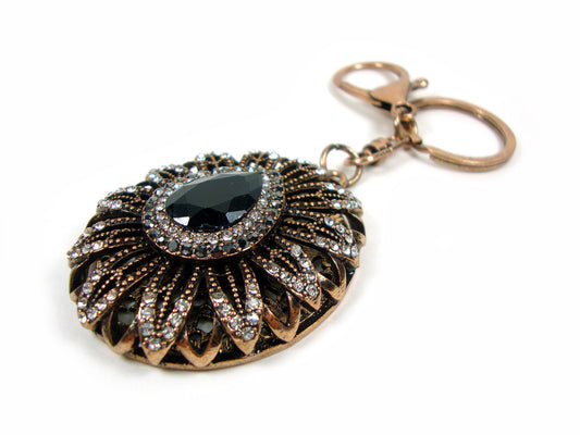 Modern Greek Antique Crystal Stones Oval Keyring , Ethnic Vintage Antique Keyring, Turkish Vintage Traditional Jewelry, Vintage Art