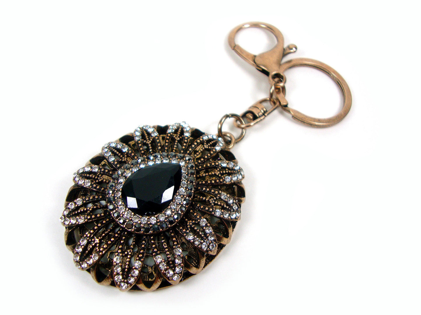 Modern Greek Antique Crystal Stones Oval Keyring , Ethnic Vintage Antique Keyring, Turkish Vintage Traditional Jewelry, Vintage Art