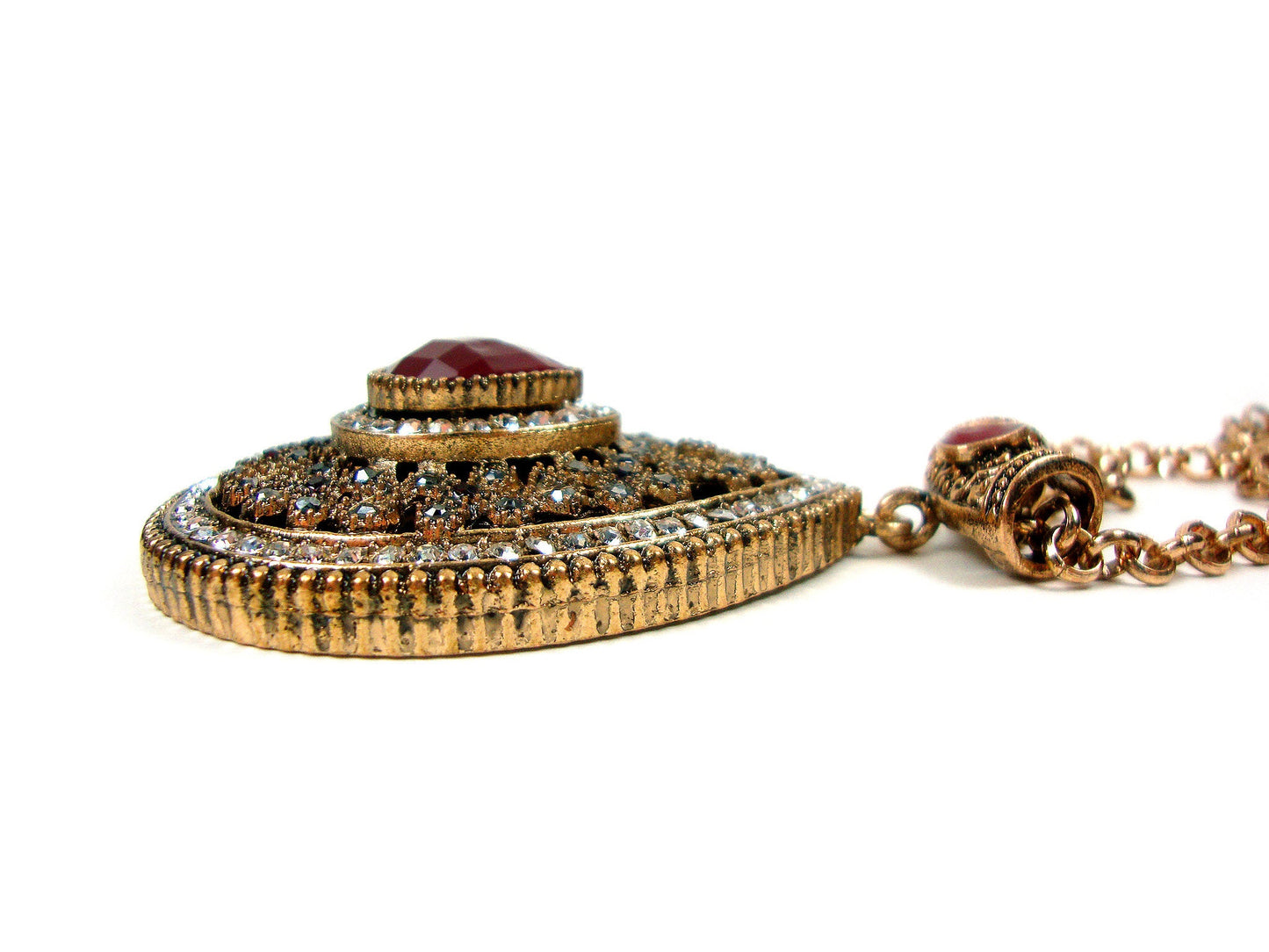 Byzantine Traditional Big Crystal Stones Chain Pendant 70x40mm , Ethnic, Antique Turkish Traditional Jewelry, Turkish PendantDrop Shape