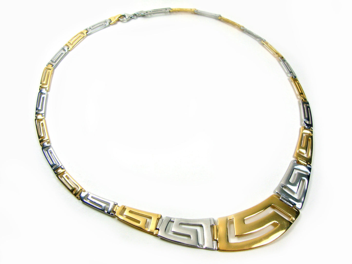 Sterling Silber 925 Altgriechisch Eternity Key Meander Gradual Wide Gold Plated 22K Halskette - Griechisce Halskette 40-45-50 cm, 16-18-20"