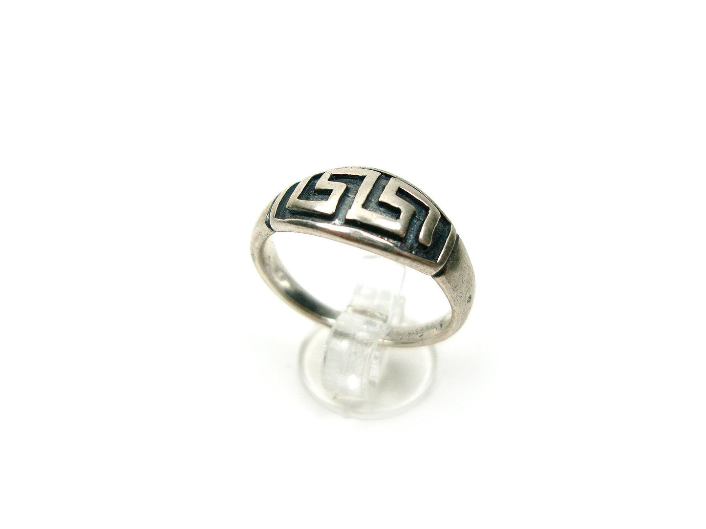 Sterling Silver 925 Ancient Greek Meander Eternity Oxidized Key, Griechische Silber Ring, Bijoux Grecque En Argent Bague, Greek Jewelry