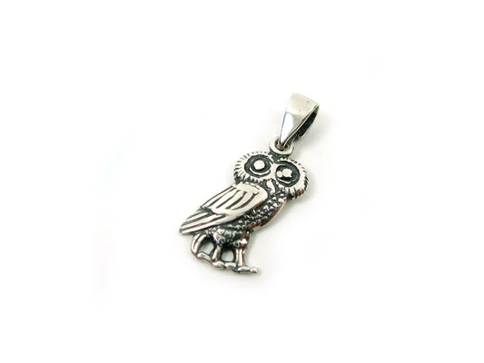 Sterling Silver 925 Ancient Greek Athena Owl Small Pendant 20x9mm, Griechische Silber Eule, Pendetif Grecque Bijoux Hibou, Bijoux grecs