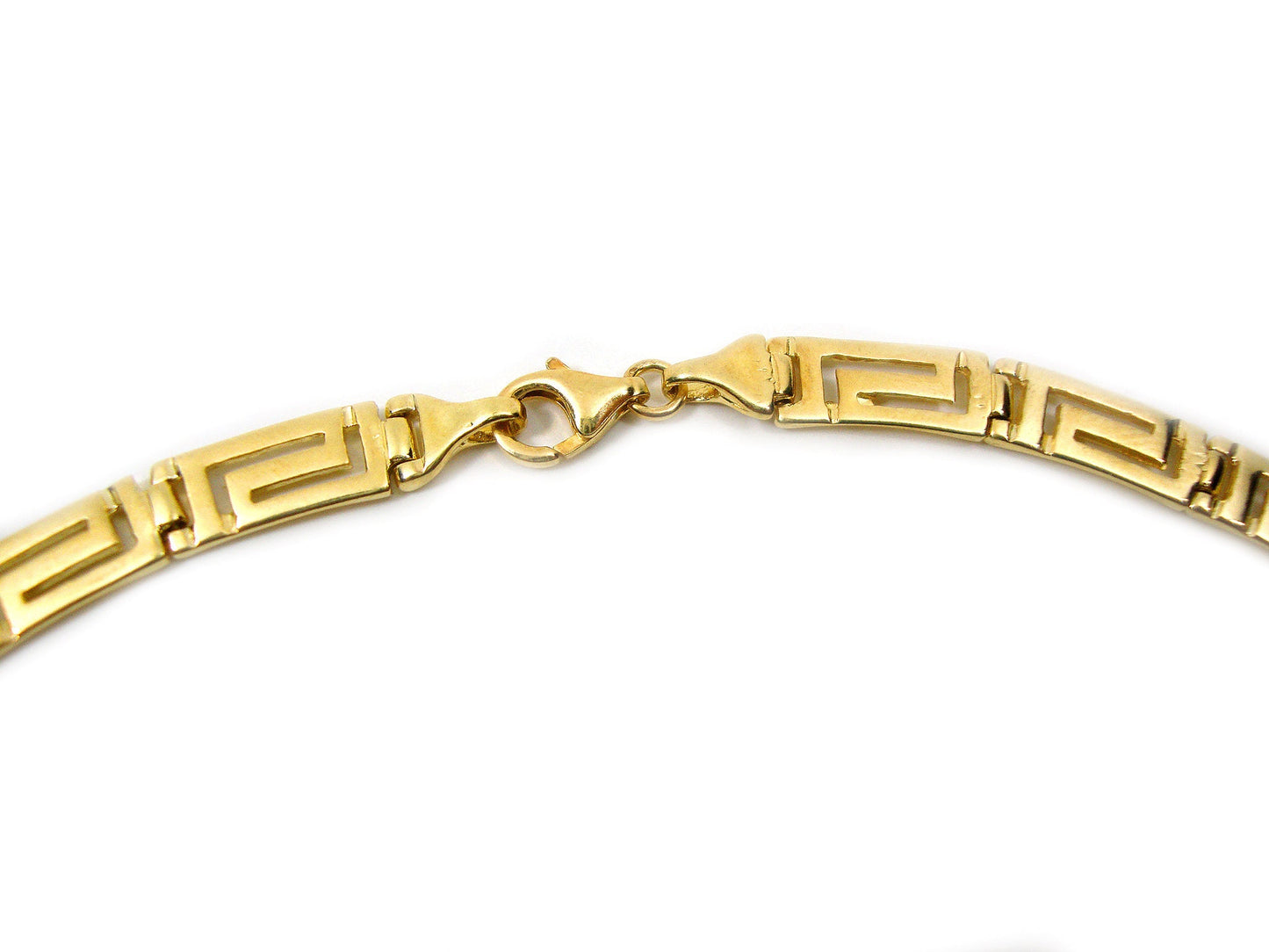 Sterling Silber 925 Antike Griechische Ewigkeit Schlüssel Meander Vergoldet 22K Halskette, Collier Grecque, Griechische Silber Halskette Alle Größen