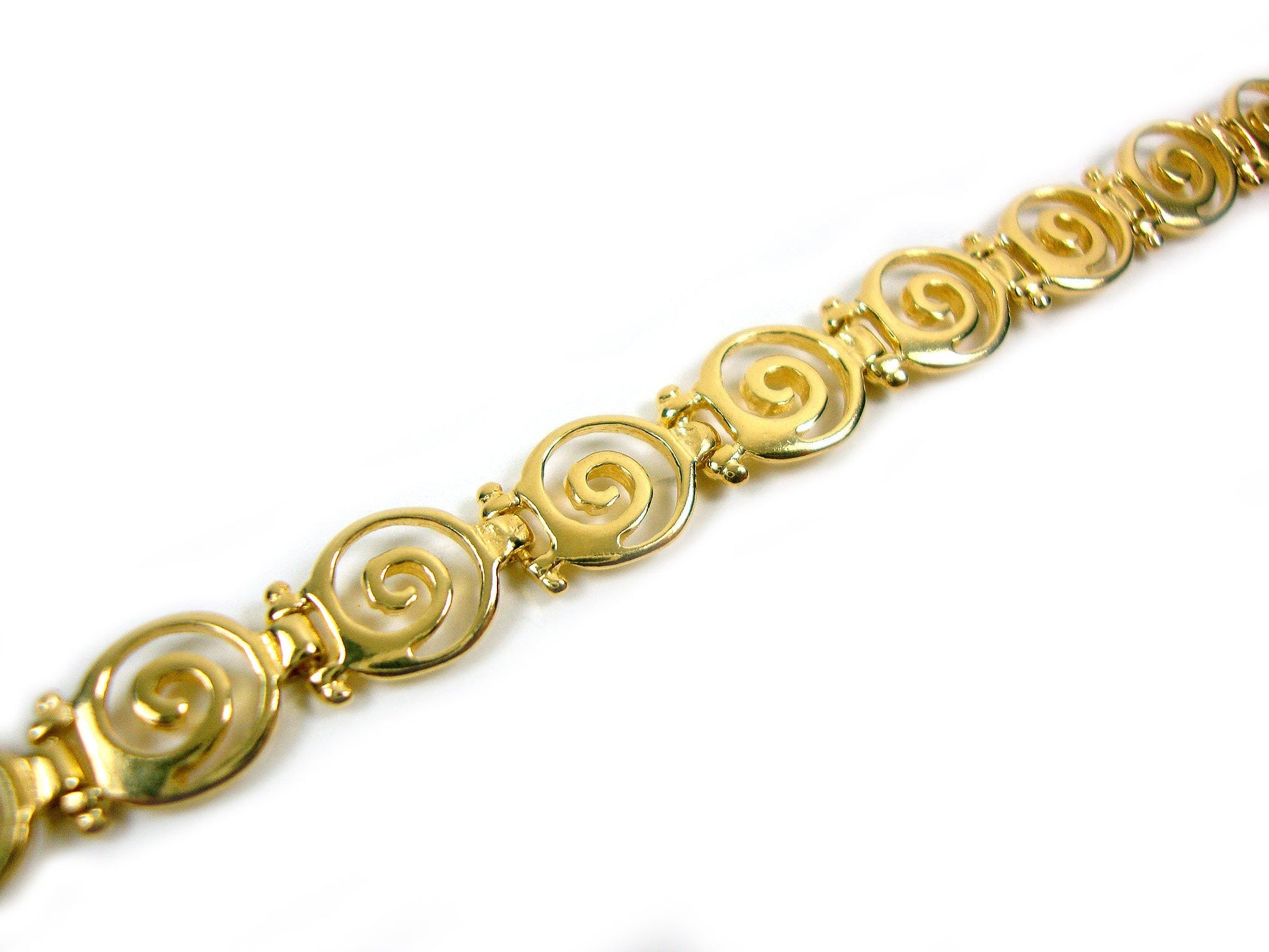 Sterling Silver and Gold Plated Bracelet featuring Ancient Greek Eternity Key Spiral Design - Width 8 mm - Made in Greece