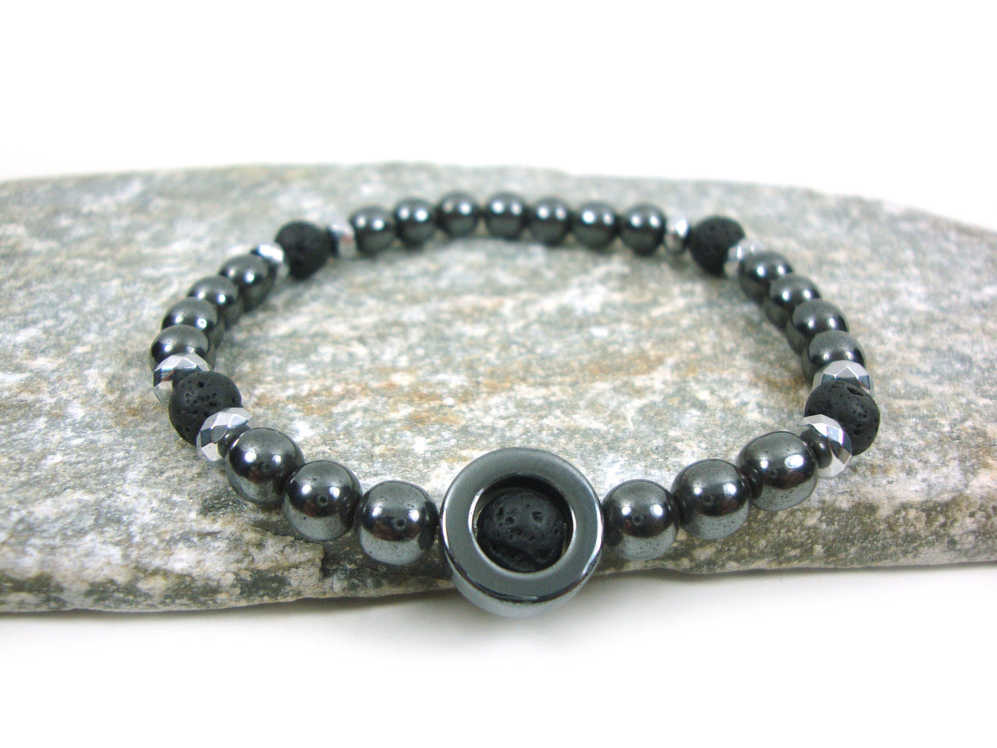 Natural Hematite - Lava Stones 6 mm Bracelet, Hematite Bracelet, Lava Greek Bracelet, Hematite Jewelry, Hematite Lava Greek Jewelry Grecque