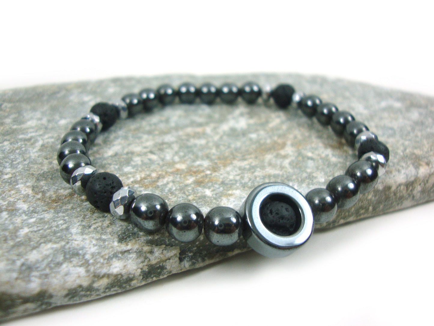 Natural Hematite - Lava Stones 6 mm Bracelet, Hematite Bracelet, Lava Greek Bracelet, Hematite Jewelry, Hematite Lava Greek Jewelry Grecque