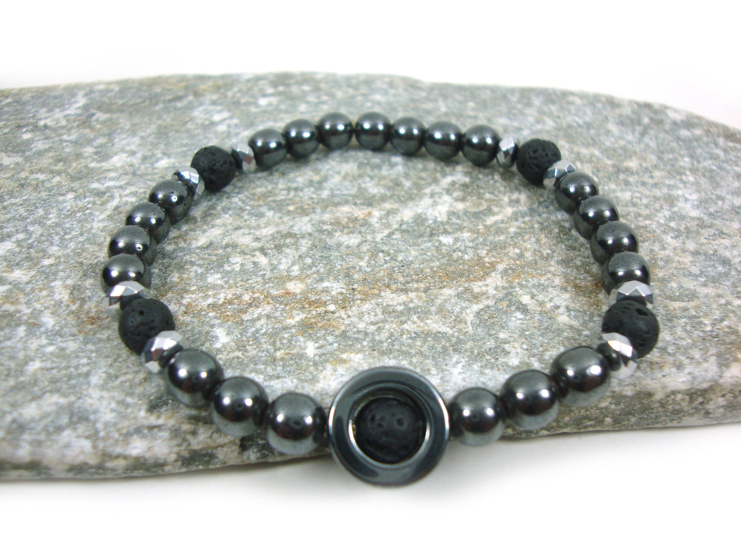 Natural Hematite - Lava Stones 6 mm Bracelet, Hematite Bracelet, Lava Greek Bracelet, Hematite Jewelry, Hematite Lava Greek Jewelry Grecque