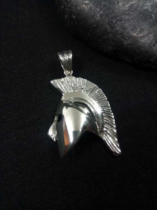 Image of a Sterling Silver 925 Spartan Helmet Pendant, showcasing intricate craftsmanship and iconic Greek design. Handcrafted in Greece, this pendant embodies the rich heritage of Greek silver jewelry. Hallmarked 925 for authenticity. Free shipping included.