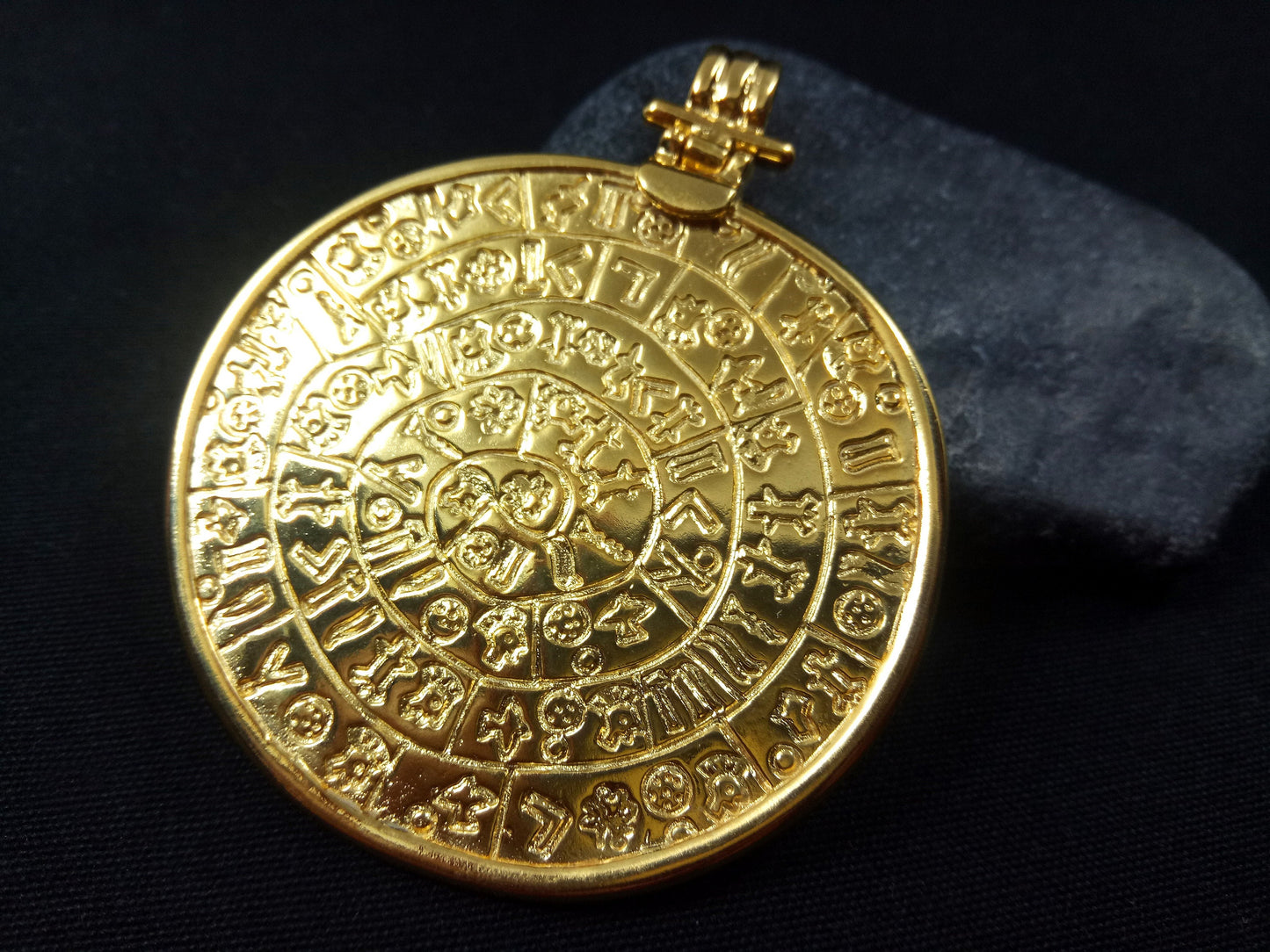 Phaistos Disc Gold Plated Silver Big Pendant 54mm
