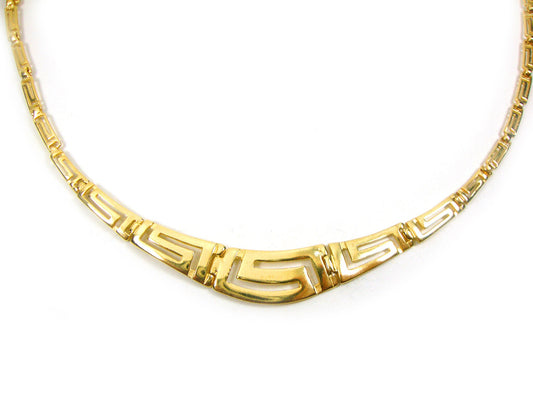 Sterling Silver 925 Necklace Gold Plated Ancient Greek Eternity Key Meander Design Gradual 40-45-50 cm, Griechisches HalsKette Vergoldete