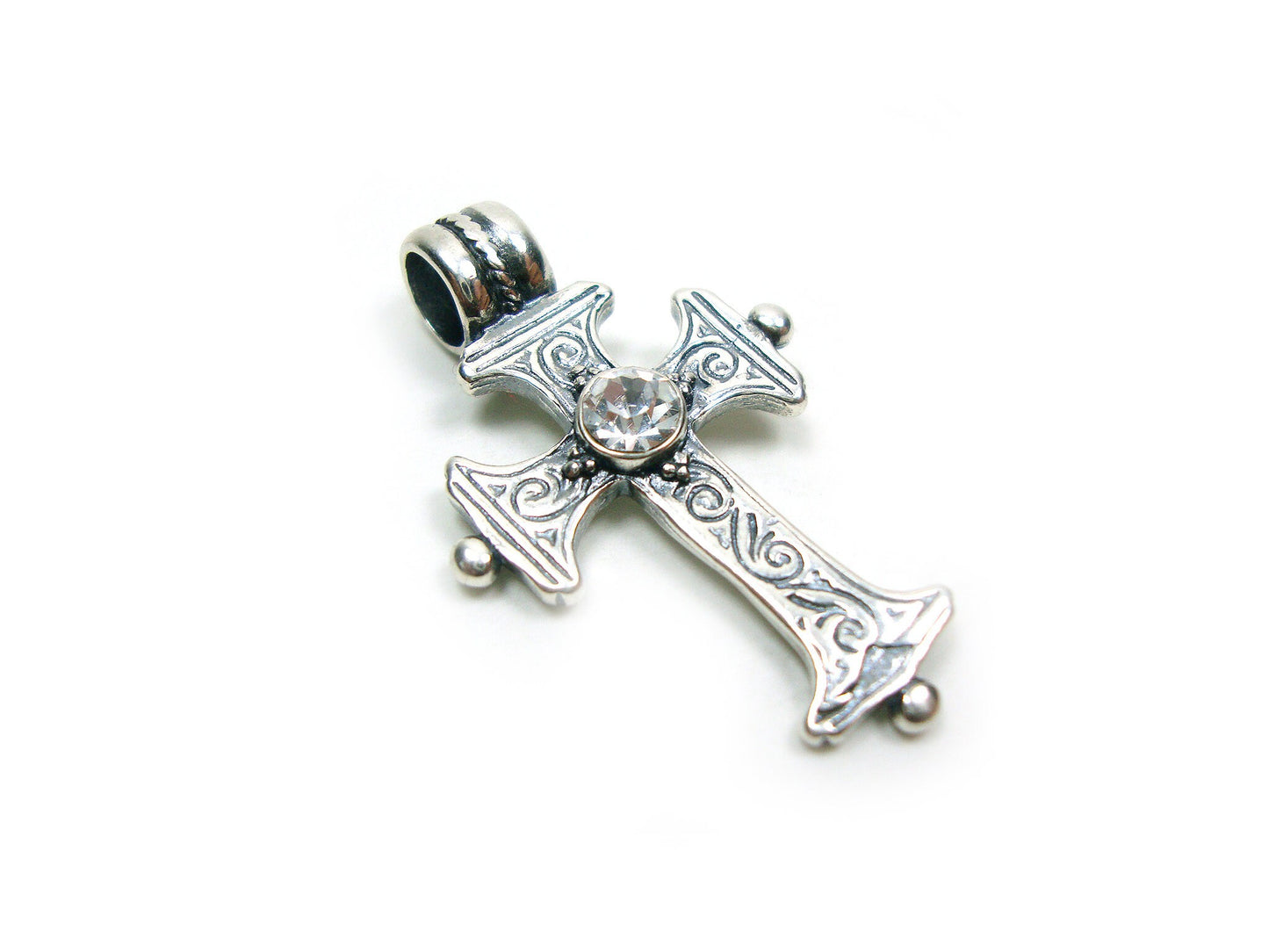 Sterling Silver 925 Greek Byzantine Cross Diamond Color Crystal , Byzantine Cross, Byzantine Jewelry, Silver Greek Cross Griechische Kreuz