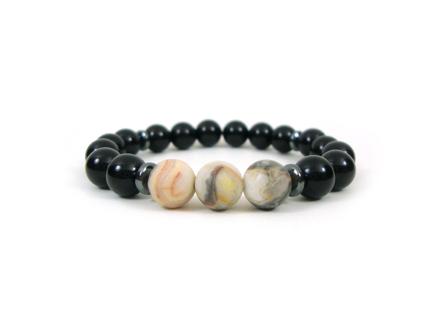 Onyx - Earth Agate 8mm Bracelet, Unisex Bracelet, Men & Women Bracelet, Onyx Natural Stones Bracelet, Casual Bracelet, Black Stones Bracelet