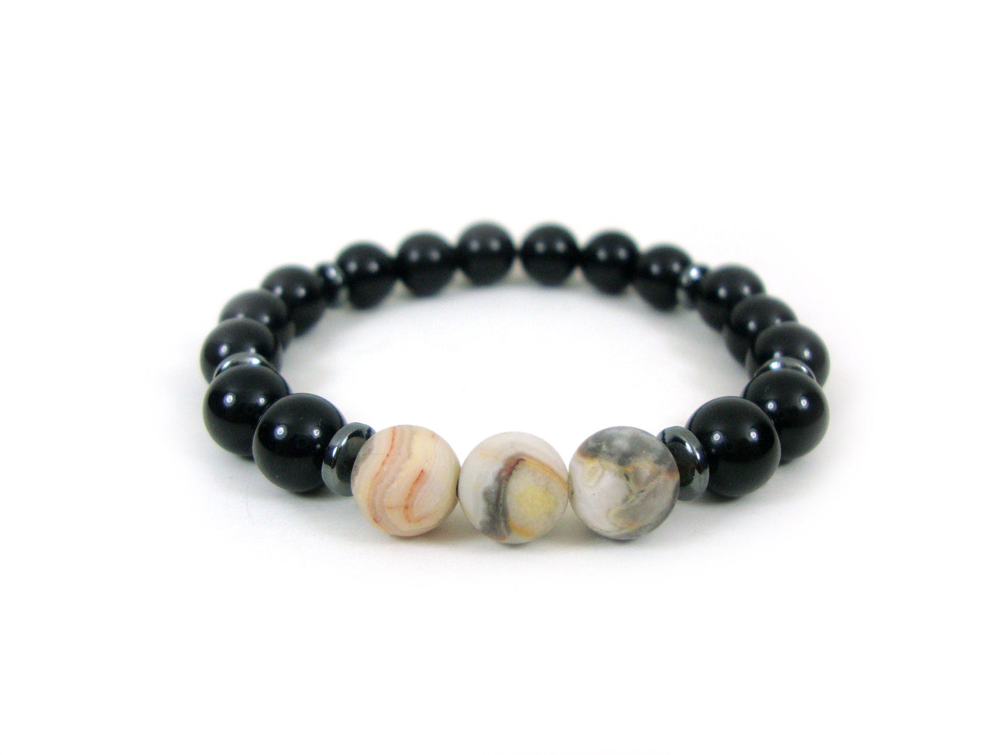 Onyx - Earth Agate 8mm Bracelet, Unisex Bracelet, Men & Women Bracelet, Onyx Natural Stones Bracelet, Casual Bracelet, Black Stones Bracelet