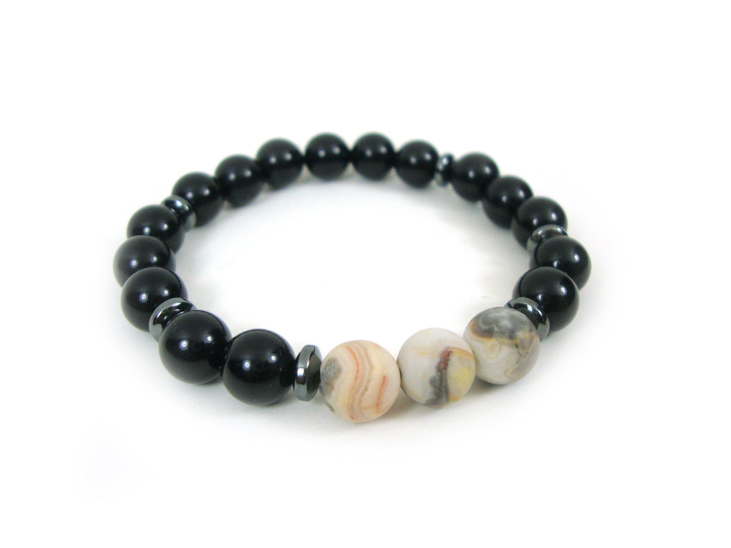 Onyx - Earth Agate 8mm Bracelet, Unisex Bracelet, Men & Women Bracelet, Onyx Natural Stones Bracelet, Casual Bracelet, Black Stones Bracelet