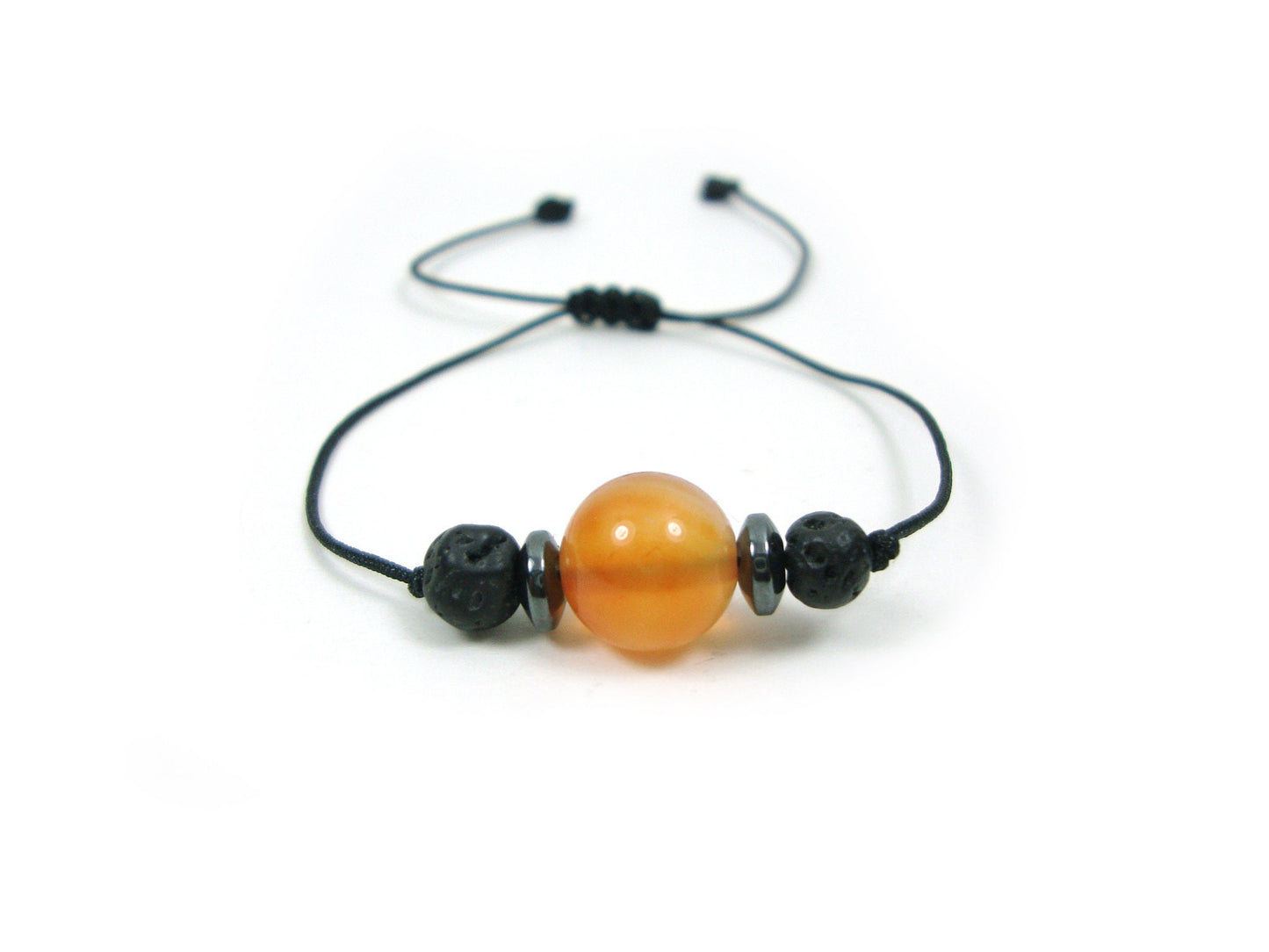 Santorini Lava & Smoked Agate Stone Bracelet, Rope Lava Adjustable Bracelet, Unisex Men Women Lava Jewelry Bracelet, Meditation Yoga