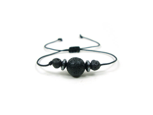 Santorini Volcanic Lava Stone Adjustable Bracelet, Rope Lava Adjustable Bracelet, Unisex Men Women Lava Jewelry Bracelet, Meditation Yoga